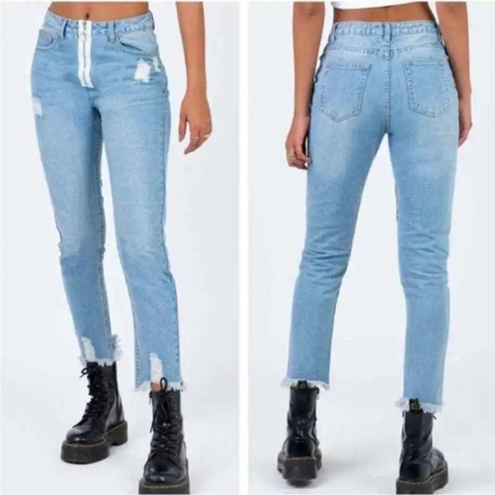Princess Polly Mabel Light Wash Exposed Zipper Jeans Size‎ 6